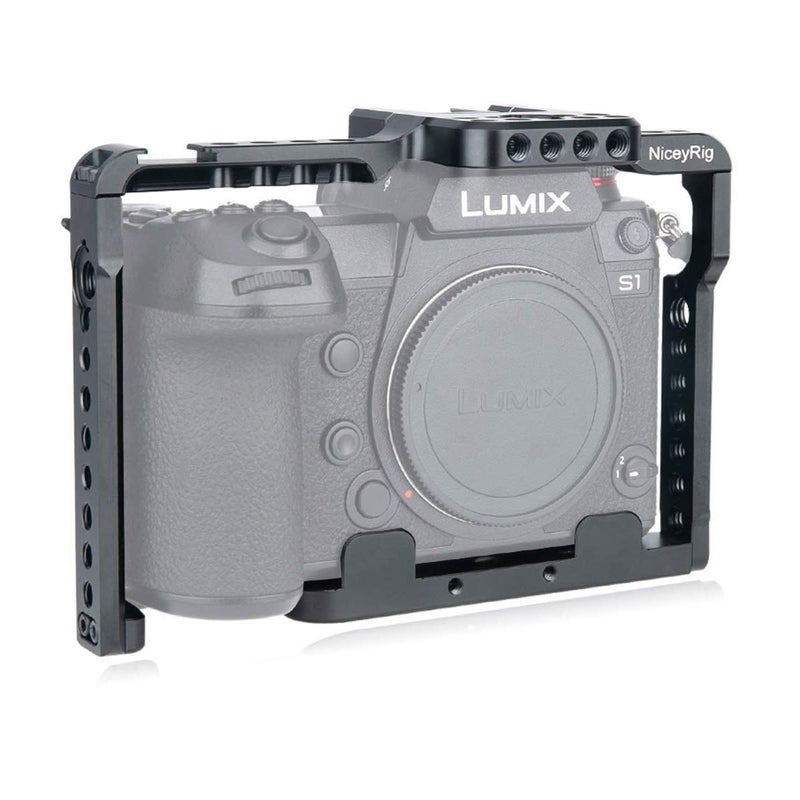 NICEYRIG Camera Cage for Panasonic Lumix S1 S1r, with Quick Release NATO Rails & 1/4 3/8 Locating Holes- 316 - Image 1